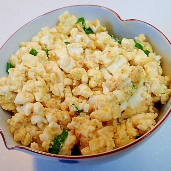 コンソメ米酢で　バジル香る炒り卵豆腐♪